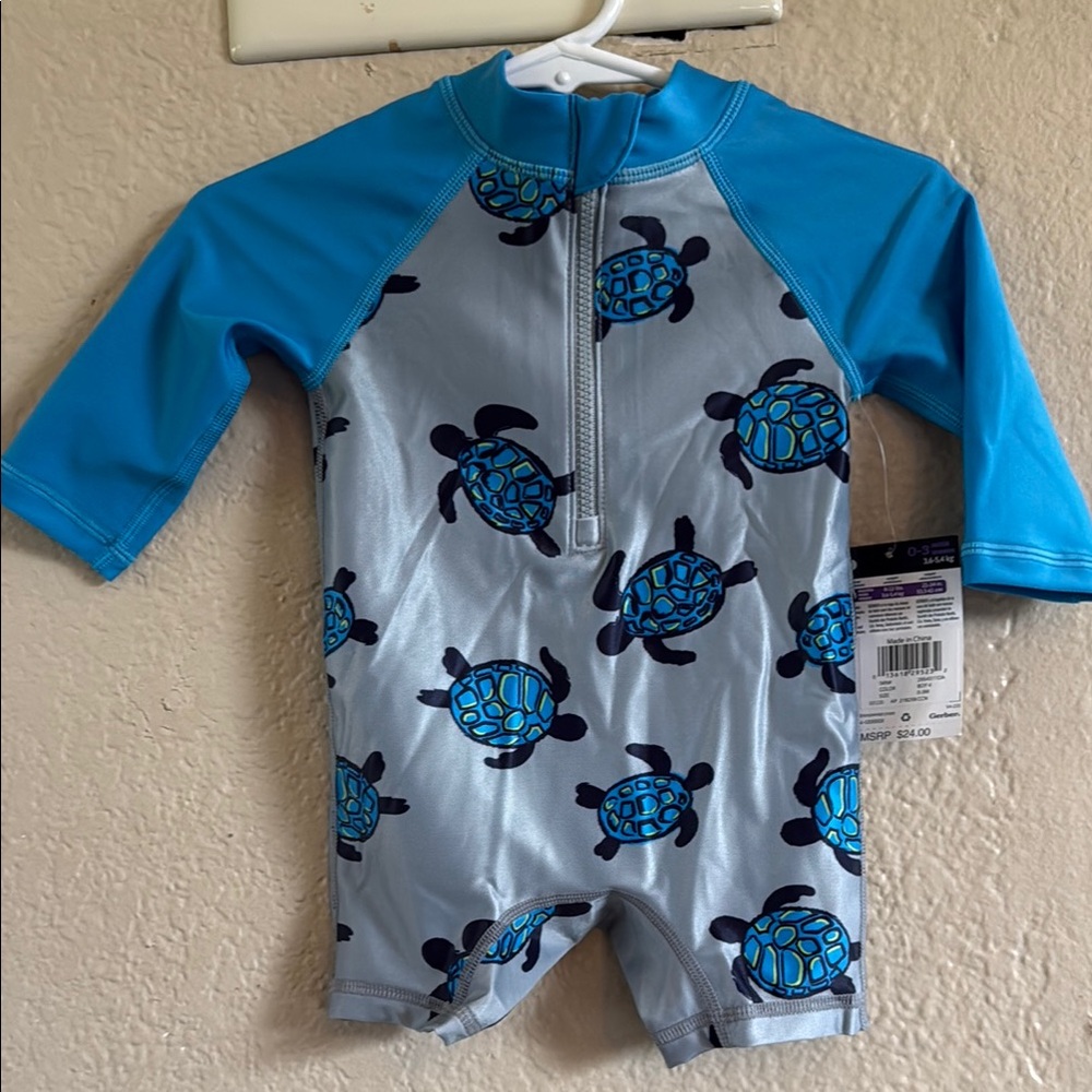 Gerber Blue and Gray Turtle Rashguard Swimwear